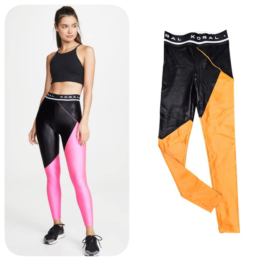 Koral Pipe High Rise Limitless Plus Leggings Black Orange Sz S